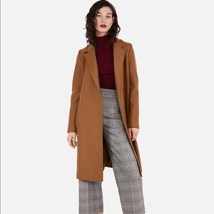 EXPRESS LONG BELTED WOOL BLEND CAR COAT NEW